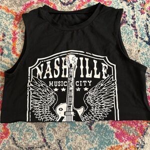 SHEIN Black Nashville Graphic Tank Top
